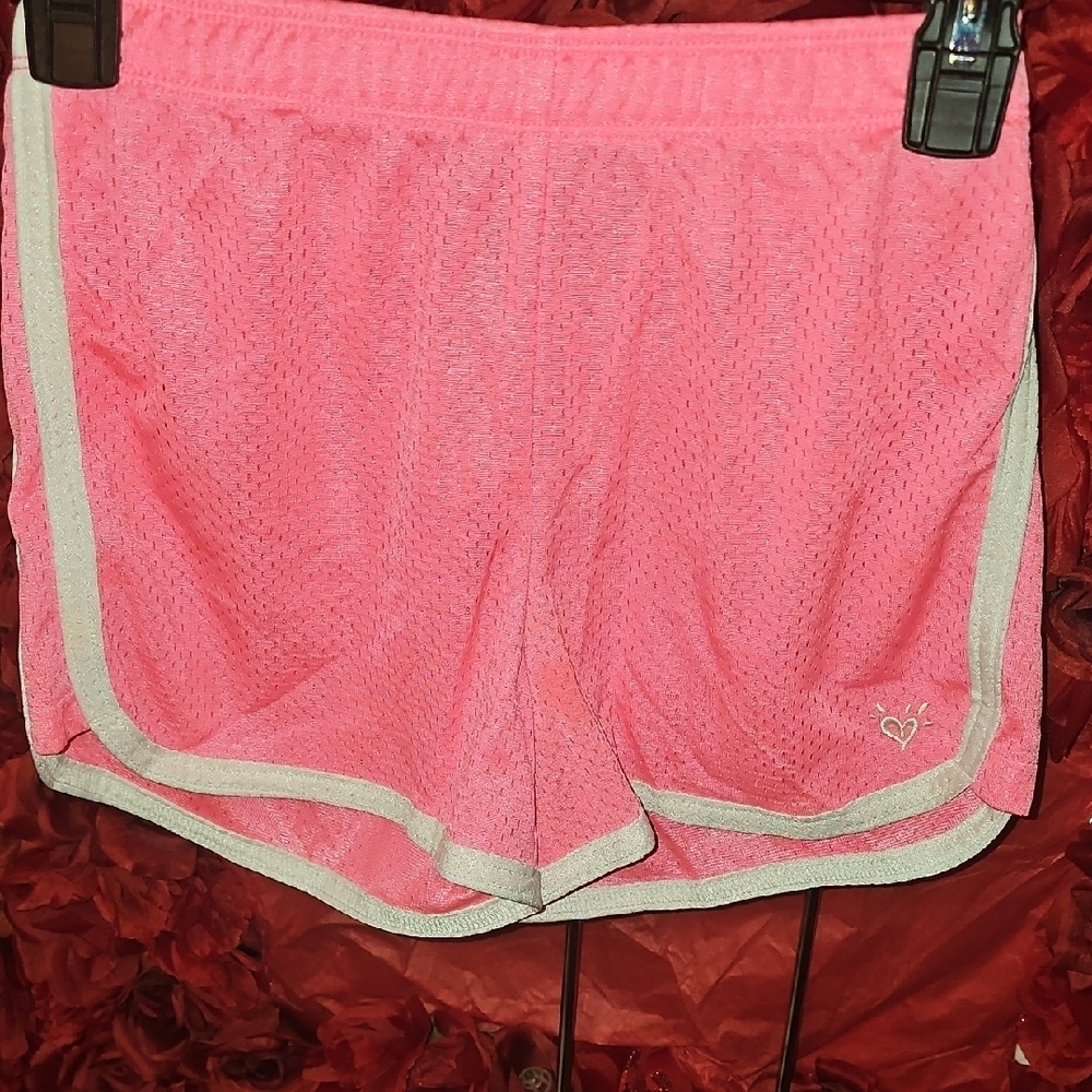Justice Girls Pink and White Athletic Shorts Size 12 LIKE NEW